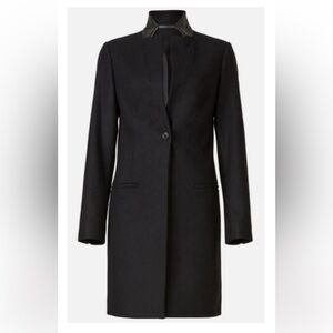 Allsaints 2 Leni Coat Leather Lapel Black Tailored Overcoat | Color: Black